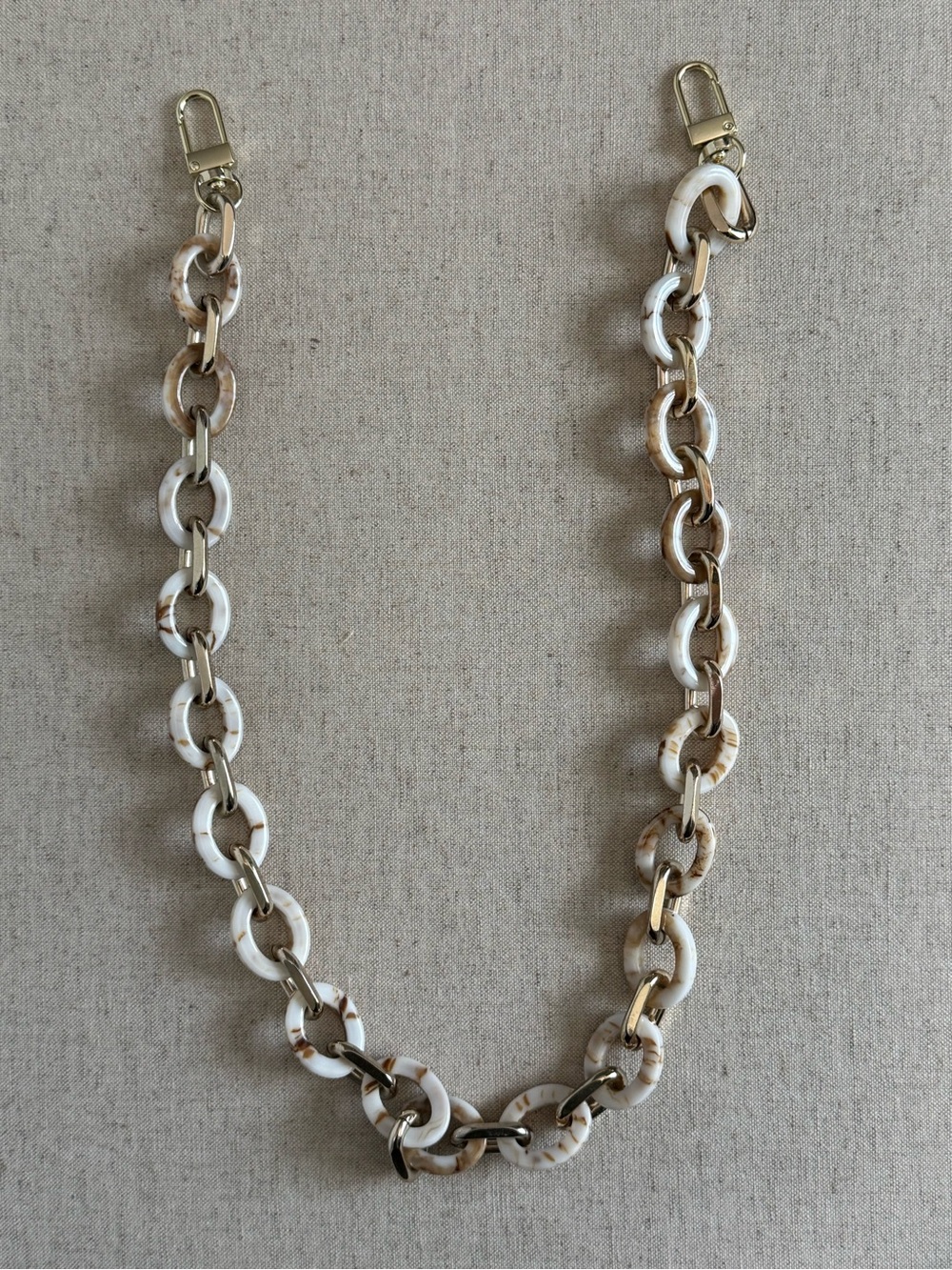 Marble Acrylic Mask Lanyard with Gold Tone Chain Links |Neutral Face Mask Holder